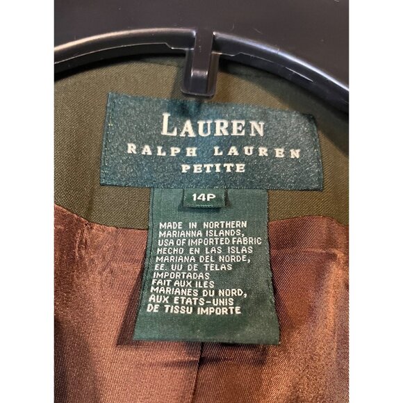 VTG-NWT-Ralph Lauren Women equestrian buttons blazer jacket wool Olive Green 14P - Picture 5 of 16
